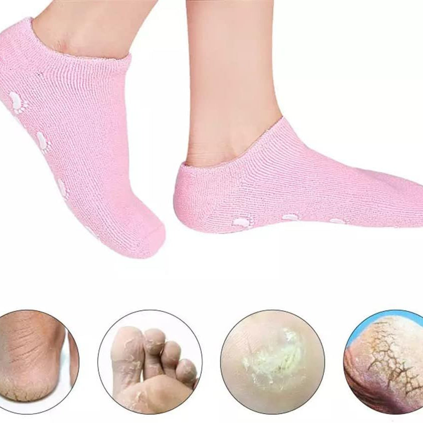 Short Moisturizing Socks, WalTok Cotton Spa Gel Moisture Socks Gel Inner Lining Infused with Essential Oils, Best for Repairing Softeing Dry Cracked F - Oshi.pk - Buy & Sell Online