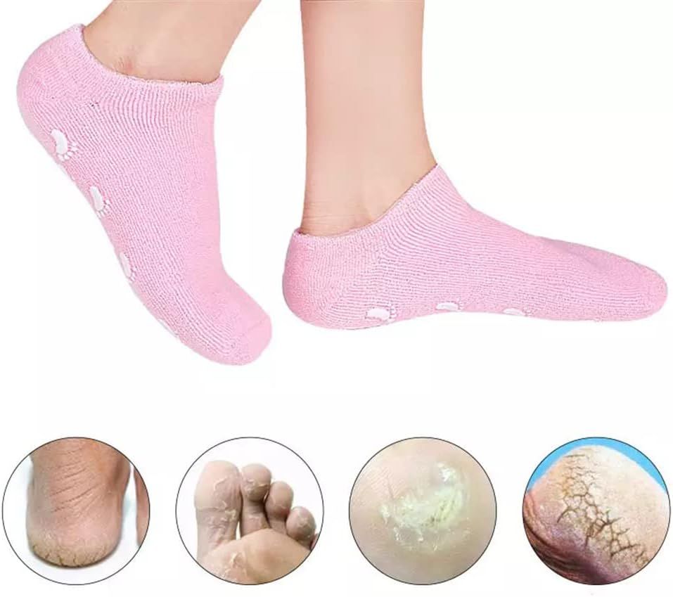 Short Moisturizing Socks, WalTok Cotton Spa Gel Moisture Socks Gel Inner Lining Infused with Essential Oils, Best for Repairing Softeing Dry Cracked F - Oshi.pk - Buy & Sell Online