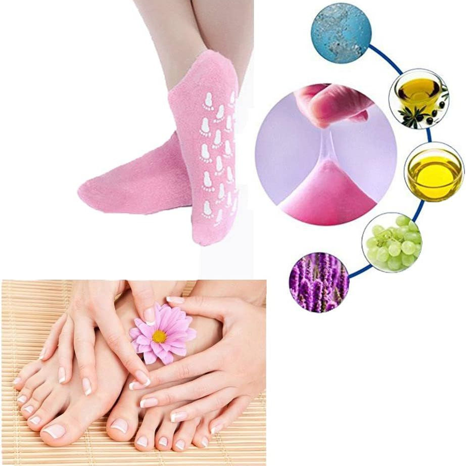 Short Moisturizing Socks, WalTok Cotton Spa Gel Moisture Socks Gel Inner Lining Infused with Essential Oils, Best for Repairing Softeing Dry Cracked F - Oshi.pk - Buy & Sell Online