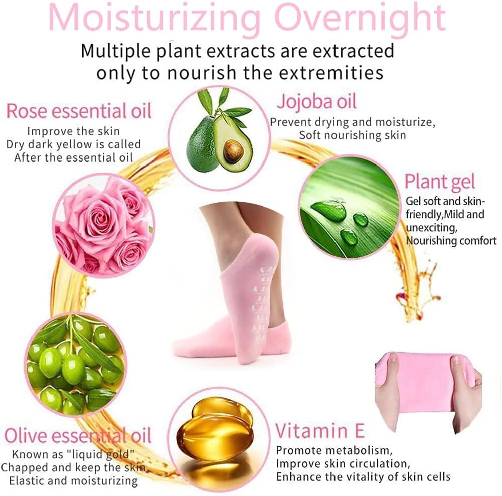 Short Moisturizing Socks, WalTok Cotton Spa Gel Moisture Socks Gel Inner Lining Infused with Essential Oils, Best for Repairing Softeing Dry Cracked F - Oshi.pk - Buy & Sell Online