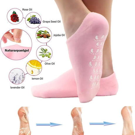 Short Moisturizing Socks, WalTok Cotton Spa Gel Moisture Socks Gel Inner Lining Infused with Essential Oils, Best for Repairing Softeing Dry Cracked F - Oshi.pk - Buy & Sell Online