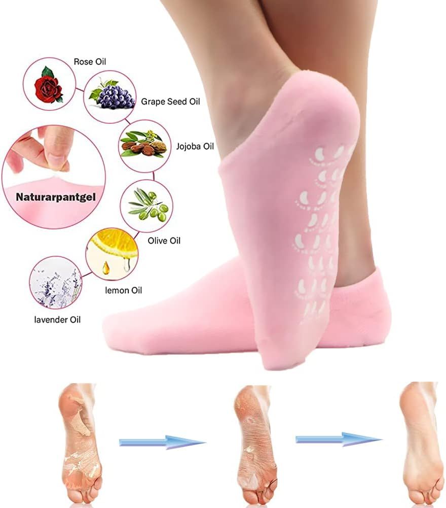 Short Moisturizing Socks, WalTok Cotton Spa Gel Moisture Socks Gel Inner Lining Infused with Essential Oils, Best for Repairing Softeing Dry Cracked F - Oshi.pk - Buy & Sell Online