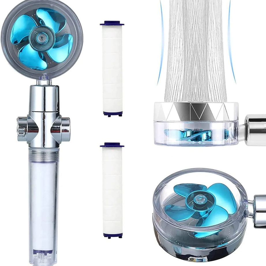 Shower Head 360 Degree Rotation Water Saving Flow Turbofan Hydraulic Injection High Pressure Sprayer Bathroom Accessories - Oshi.pk - Buy & Sell Online