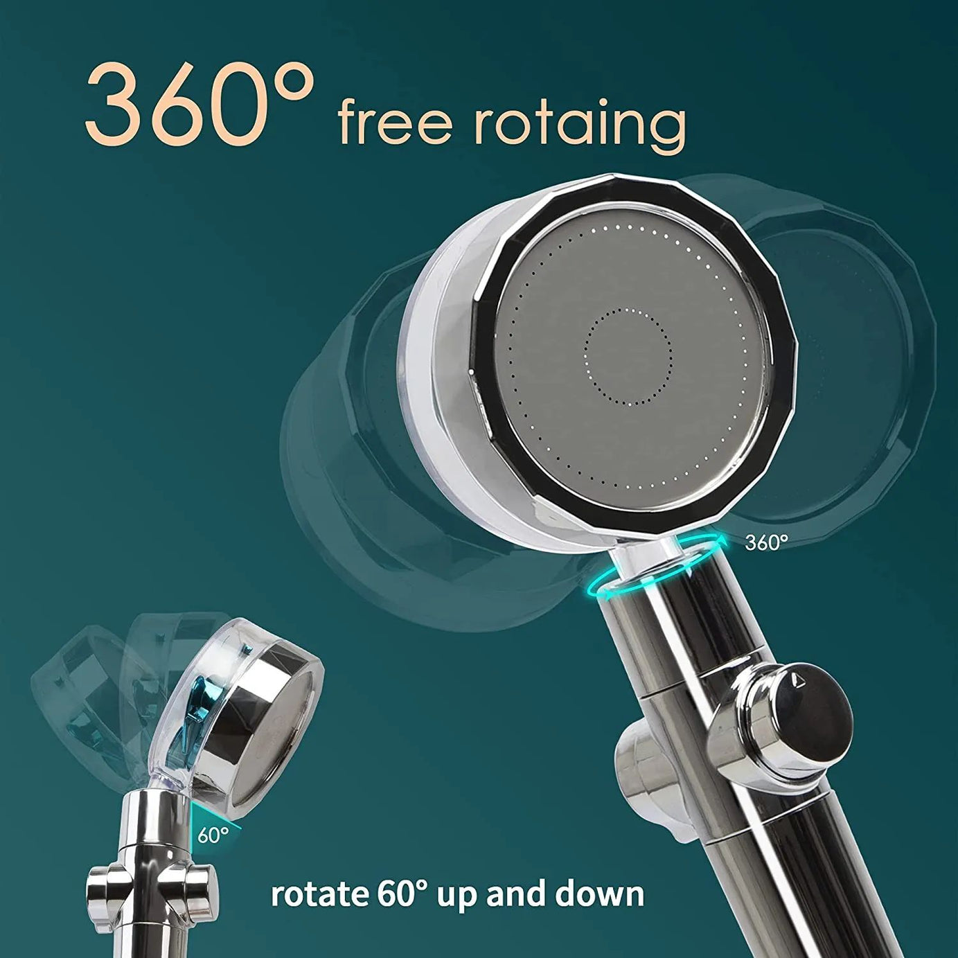 Shower Head 360 Degree Rotation Water Saving Flow Turbofan Hydraulic Injection High Pressure Sprayer Bathroom Accessories - Oshi.pk - Buy & Sell Online