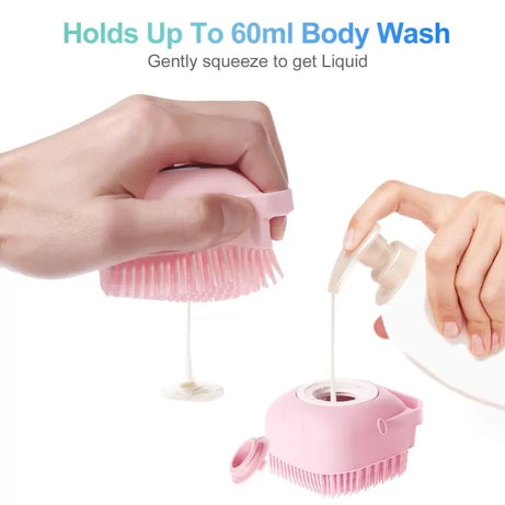 Silicone Bath And Body Shower Brush With Soap Dispenser Bath Scrubber Silicone Bath Brush Silicone Body Brush Shower Scrubber - Oshi.pk - Buy & Sell Online
