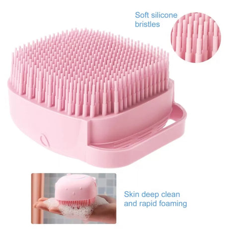 Silicone Bath And Body Shower Brush With Soap Dispenser Bath Scrubber Silicone Bath Brush Silicone Body Brush Shower Scrubber - Oshi.pk - Buy & Sell Online