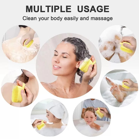 Silicone Bath And Body Shower Brush With Soap Dispenser Bath Scrubber Silicone Bath Brush Silicone Body Brush Shower Scrubber - Oshi.pk - Buy & Sell Online