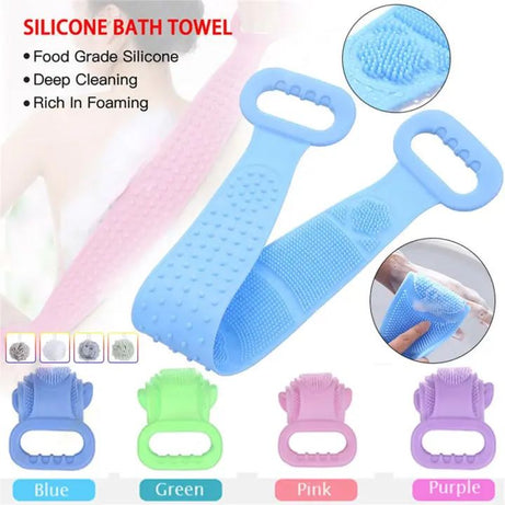 Silicone Bath Belt Body Scrubber High Quality Soft Loofah Bath Towel Exfoliating Body Brush For Bathroom Accessories Nylon Towel Body - Oshi.pk - Buy & Sell Online