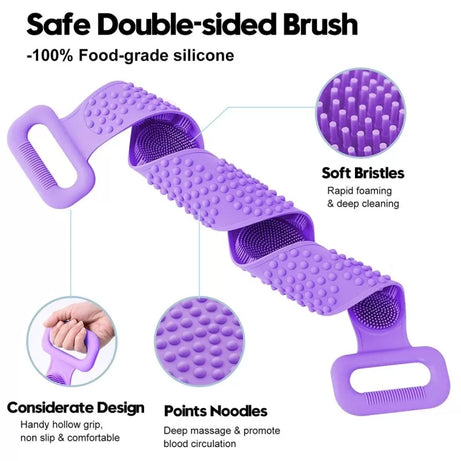 Silicone Bath Belt Body Wash Body Scrubber Belt With Double Side Shower Belt Back Scrubber Bath Brush Bath Scrubber