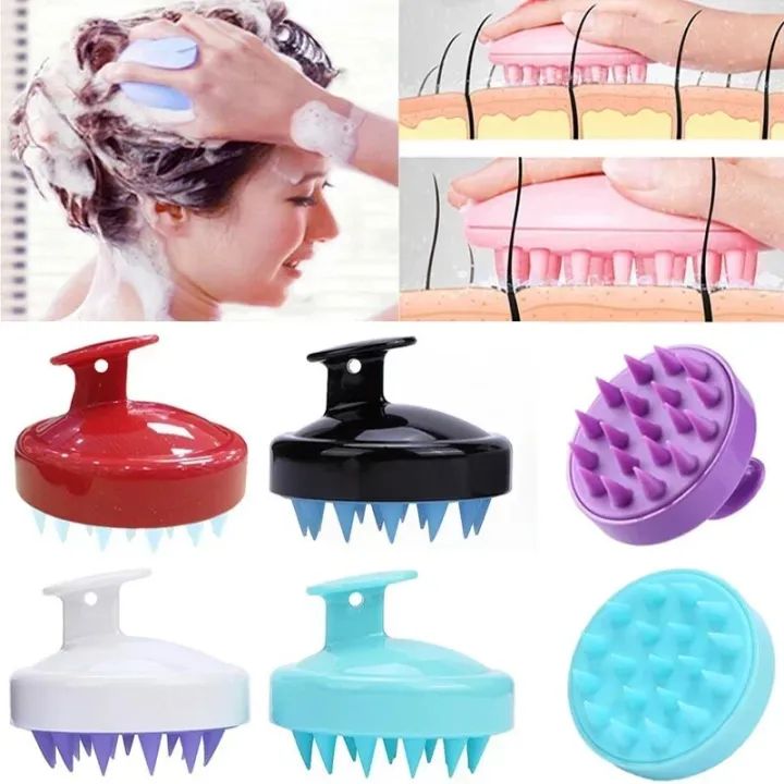 Silicone Head Body To Wash Clean Care Hair Root Itching Scalp Massage Comb Shower Brush Bath Spa Anti-Dandruff Shampoo - Oshi.pk - Buy & Sell Online