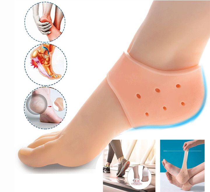 Silicone Heel Pads / Cups - Plantar Fasciitis Inserts, Cushion ( 1 Pair ) Great for Heels Pain, Half & Full Heal & Protects Dry Cracked Heels - Achill - Oshi.pk - Buy & Sell Online