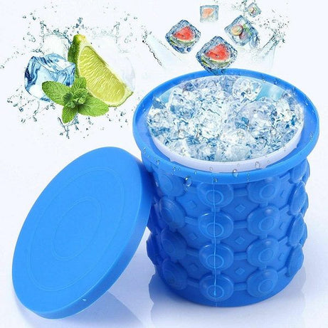 Silicone Ice Bucket & Ice Mould with Lid Space Saving Genie Ice Cube Maker - Oshi.pk - Buy & Sell Online