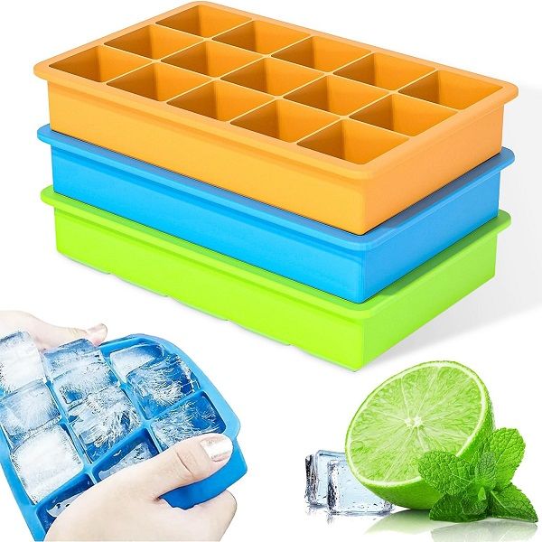 Silicone Ice Tray Easy Release Flexible 15 Ice Cube Molds Stackable Ice Trays With Lids - Oshi.pk - Buy & Sell Online