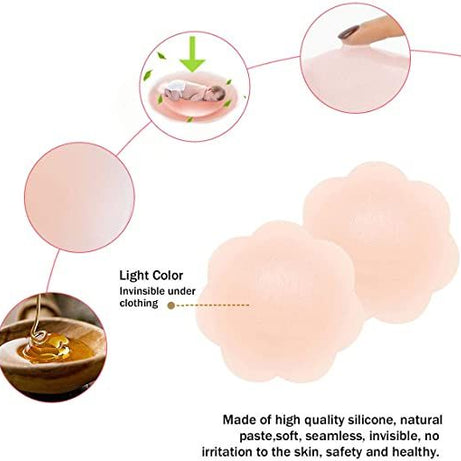 Silicone Nipple Covers Reusable Adhesive Invisible Breast Petals for Women