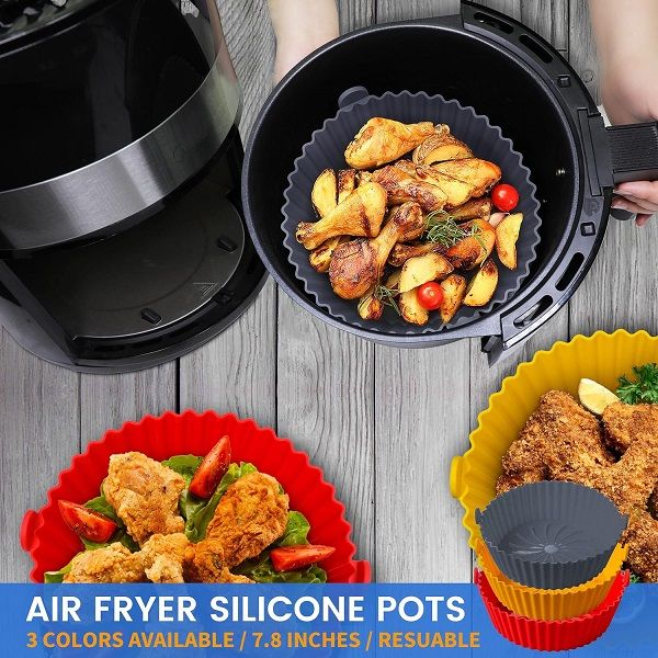 Silicone Pot Replaces Flammable Parchment Liner Reusable Air Frying Pan - Oshi.pk - Buy & Sell Online