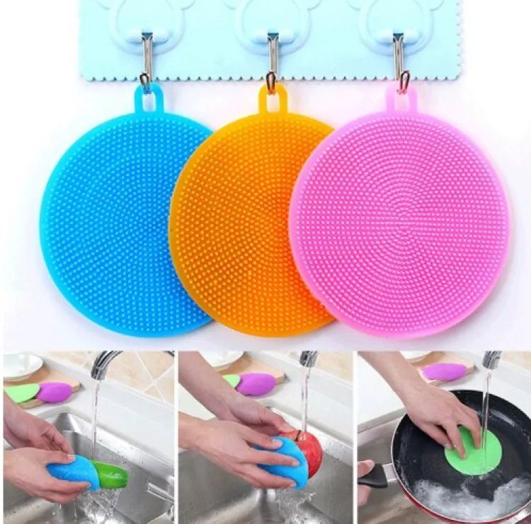 Silicone Scrubber Silicone Sponges Multipurpose Kitchen Scrub Brush For Dish Pot And Veggies - Oshi.pk - Buy & Sell Online