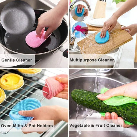 Silicone Scrubber Silicone Sponges Multipurpose Kitchen Scrub Brush For Dish Pot And Veggies - Oshi.pk - Buy & Sell Online