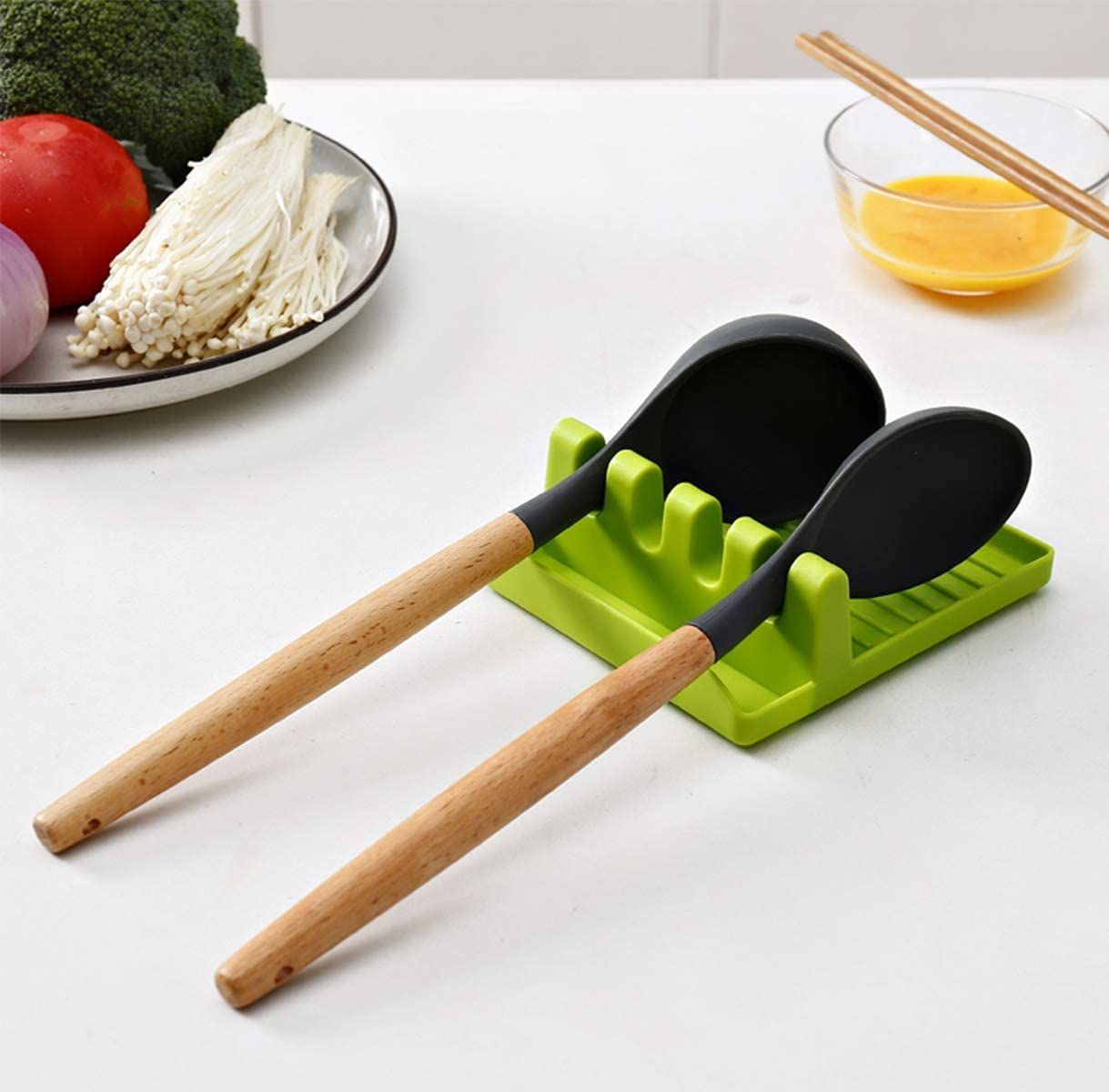 Silicone Spoon Rests Mat Stand Heat Resistant Cooking Spatula Holder Tray Multicolor - Oshi.pk - Buy & Sell Online