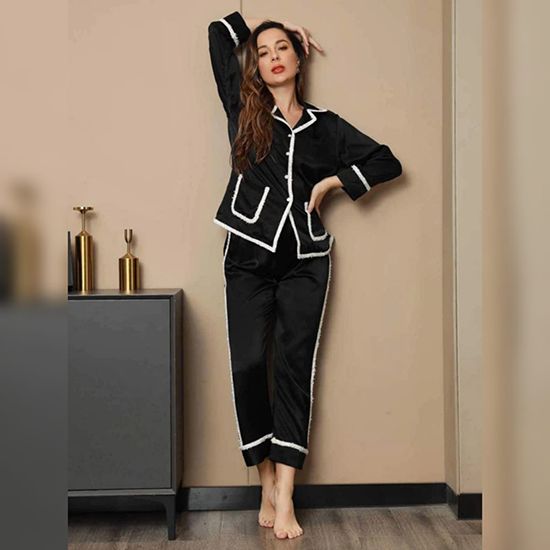 Elegant Silk Pajamas Set 2Pcs - Oshi.pk - Buy & Sell Online