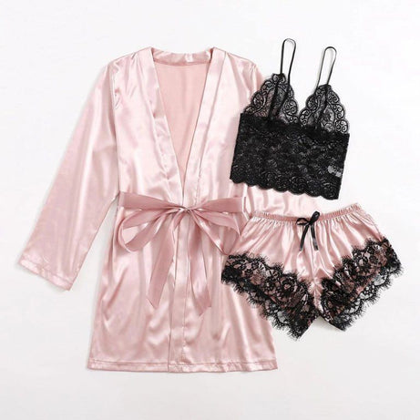 Bridal Laced Silk Lingerie – 3pc Set – Baby Pink - Oshi.pk - Buy & Sell Online