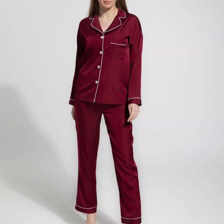 Maroon Silk Shirt and Trouser Night Dress - Oshi.pk - Buy & Sell Online