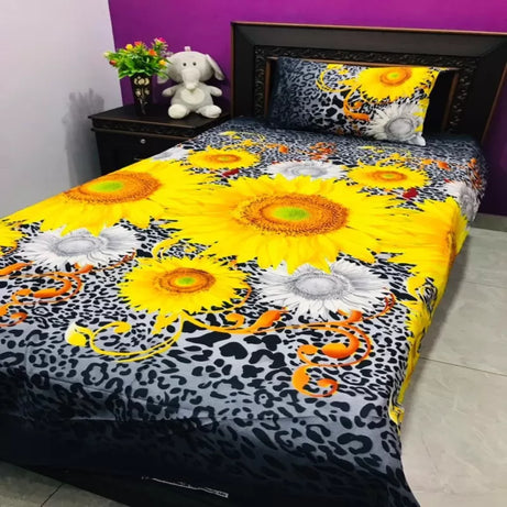 Single BedSheet 3D-Crystal Cotton Printed Bed Sheet Set -Multicolored - Oshi.pk - Buy & Sell Online