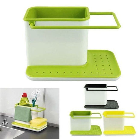 Sink Tidy Self Draining Brush Sponge Cleaning Cloth Holder