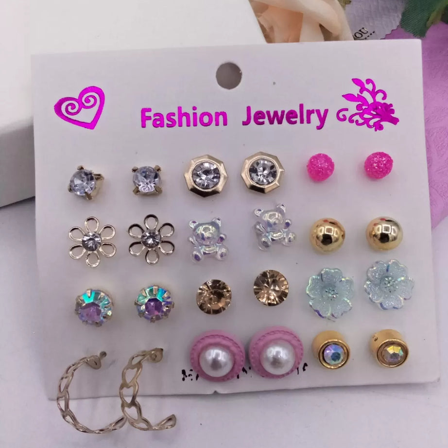 Pack Of 12 - Earrings Tops Fashion Women trendy stylish girls Earring - Oshi.pk - Buy & Sell Online
