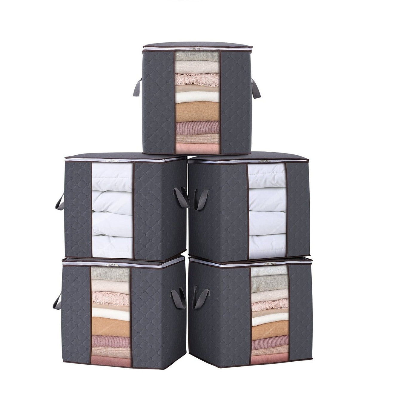 PACK OF 5 Portable Bamboo Charcoal Clothes Blanket Large Folding Bag Storage Box Organizer - Oshi.pk - Buy & Sell Online