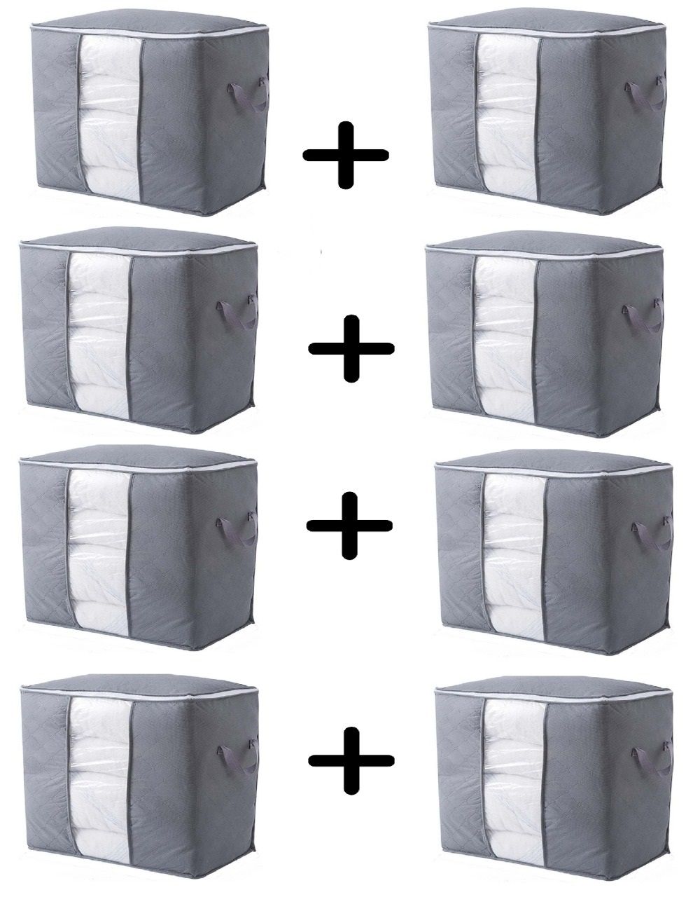 Portable Bamboo Charcoal Clothes Blanket Large Folding Bag Storage Box Organizer Pack of 8 - Oshi.pk - Buy & Sell Online