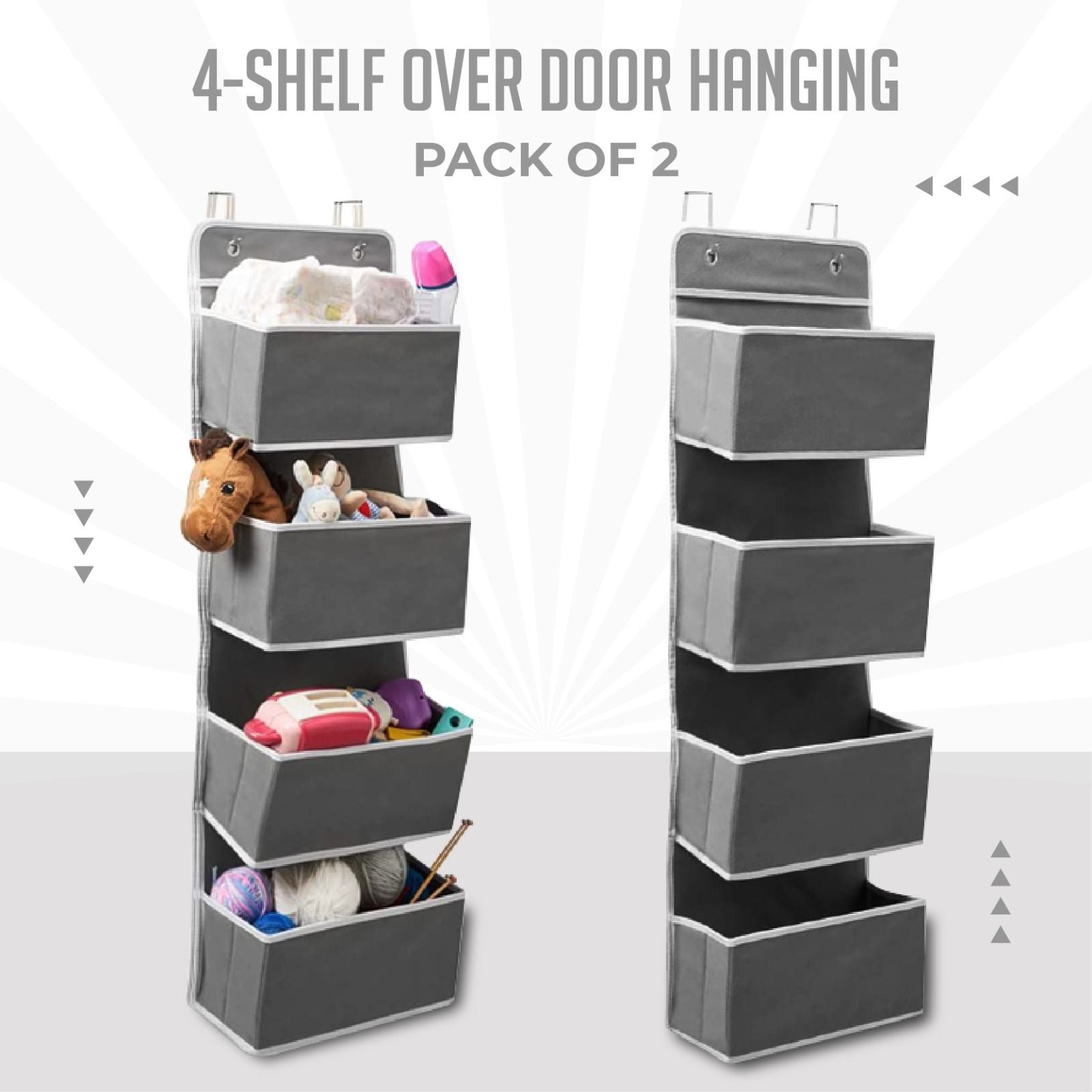 Over Door Hanging Organizer With 4-Self Home Storage Organizer with Hook (Pack of 2) - Oshi.pk - Buy & Sell Online