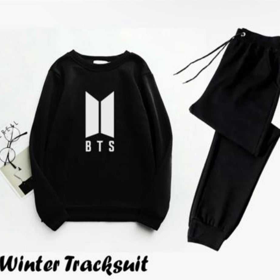 Trendy Tracksuit BTS Logo Print Thick & Fleece Fabric Full Sleeves Rib Sweatshirt with trouser for Winter for Trendy sweatshirt Fashion Wear tracksuit - Oshi.pk - Buy & Sell Online