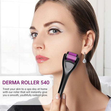 Skin Therapy 0.5 Derma Roller With 540 Micro Needle Face Care Titanium Hair Regrowth Beard Growth Anti Hair Loss Treatment Unisex - Oshi.pk - Buy & Sell Online
