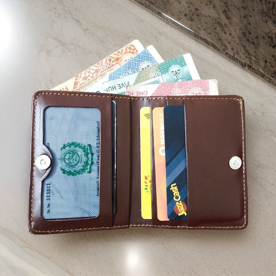 Slim Genuine Leather Short Wallet Mini Card Holder For Men - Oshi.pk - Buy & Sell Online