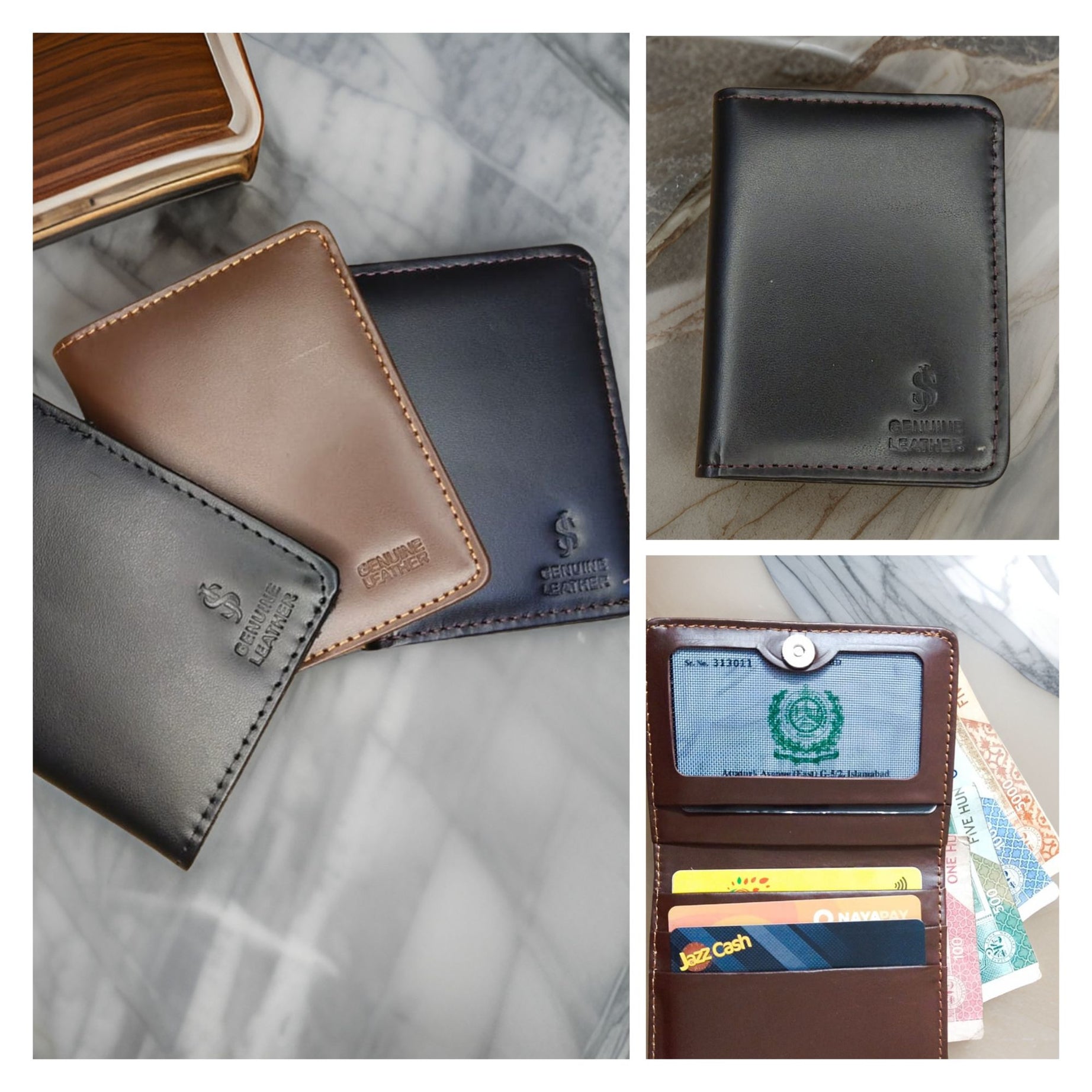 Slim Genuine Leather Short Wallet Mini Card Holder For Men Bk's - Oshi.pk - Buy & Sell Online