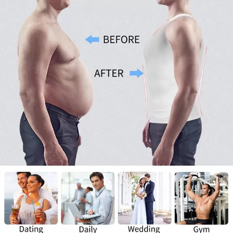 Slim N Lift Men Shaper Vest Body Banyan Sando Tummy Belly Waist Girdle Shirt Shapewear Comfort Shirt Vest Corset Shaper Underwear Slimming Vest Men - Oshi.pk - Buy & Sell Online