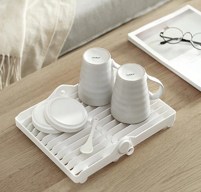 Small Kitchen Foldable Dish Plate Drying Rack Organizer Drainer Plastic Storage Holder Home Kitchen Sink Dish Kitchen Foldable Dish Rack Stand Holder - Oshi.pk - Buy & Sell Online