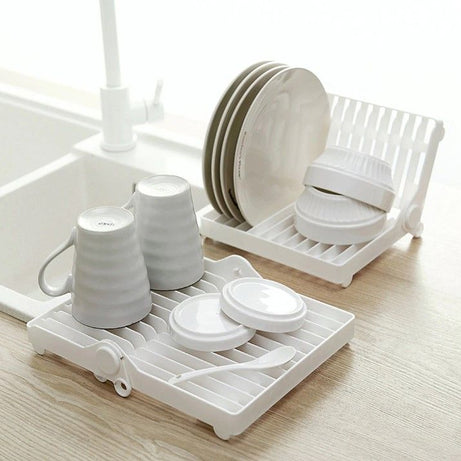 Small Kitchen Foldable Dish Plate Drying Rack Organizer Drainer Plastic Storage Holder Home Kitchen Sink Dish Kitchen Foldable Dish Rack Stand Holder - Oshi.pk - Buy & Sell Online