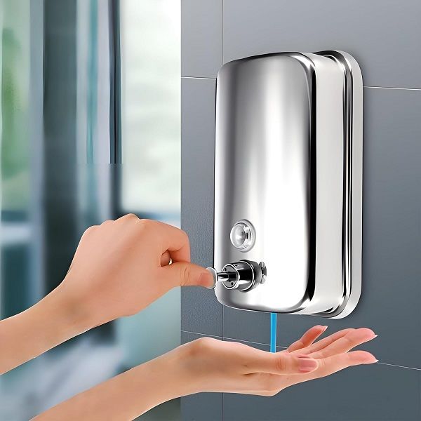 Soap Dispensers Wall Mounted Stainless Steel Kitchen Bathroom Shower Dispenser (500 ML) - Oshi.pk - Buy & Sell Online