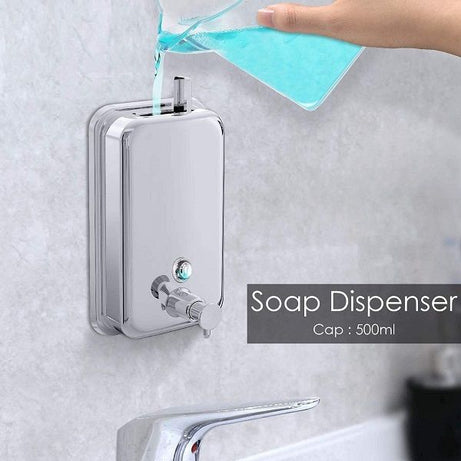 Soap Dispensers Wall Mounted Stainless Steel Kitchen Bathroom Shower Dispenser (500 ML) - Oshi.pk - Buy & Sell Online