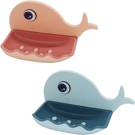 Soap Holder Whale Shaped Drain Soap Holder With Hole Wall Mounted Shelf Soaps Dishes Adhesive Double Layer Toilet Bathroom Accessories - Oshi.pk - Buy & Sell Online