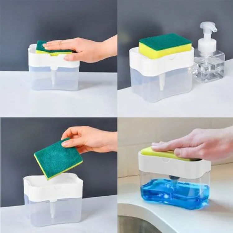 Soap Pump Dispenser And Sponge Holder For Kitchen Sink Dish Washing Soap Dispenser With Box - Oshi.pk - Buy & Sell Online