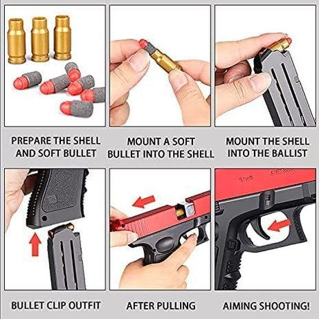 Soft Bullets Glock Gun Toy Manual Airsoft Gun With Silencer For Kids Adults - Oshi.pk - Buy & Sell Online