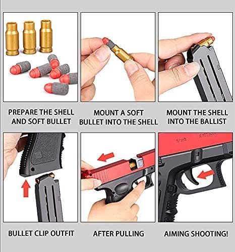 Soft Bullets Glock Gun Toy Manual Airsoft Gun With Silencer For Kids Adults - Oshi.pk - Buy & Sell Online