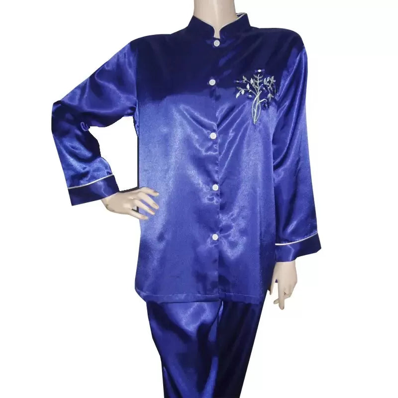 Solid Satin PJ sets with EMB (PJ-09) - Oshi.pk - Buy & Sell Online