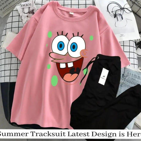 SpongeBob Printed Pink T-Shirt and a black Trouser For Girls and Women - Oshi.pk - Buy & Sell Online