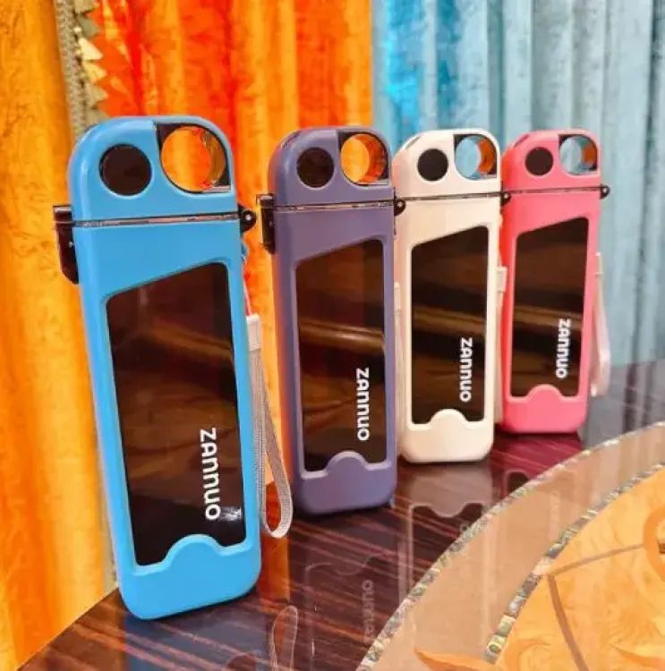 Square Shaped Double-Layer Plastic Straw Water Bottle With Scale Markings (Random Colours) - Oshi.pk - Buy & Sell Online