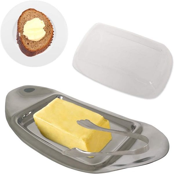 Stainless Steel Butter Dish with Cover & Butter Tong - Oshi.pk - Buy & Sell Online