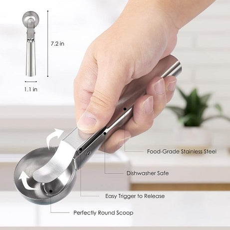 Stainless Steel Ice Cream Scooper with Trigger Release