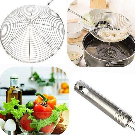 Stainless Steel Long Handle Strainer Drainer Sifter Colander Spoon 14cm - Oshi.pk - Buy & Sell Online